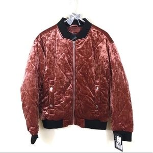 NWT Collection B Crushed Velvet Copper Bomber Jacket